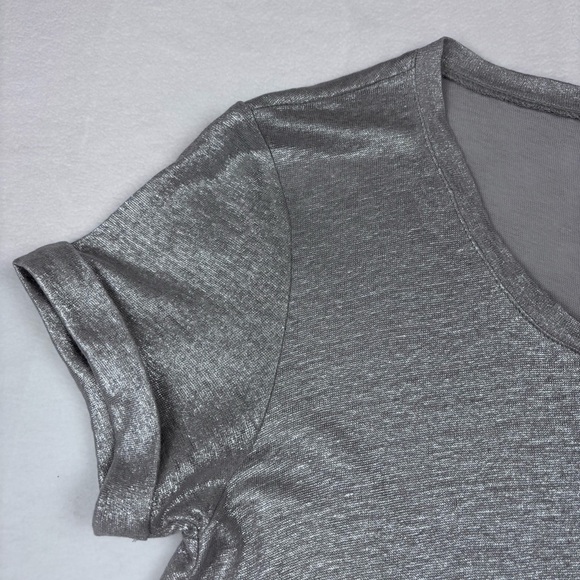 BORDEAUX Anthropologie Women’s XS Silver Metallic Swing Dress Tunic A-Line Top - Picture 7 of 13